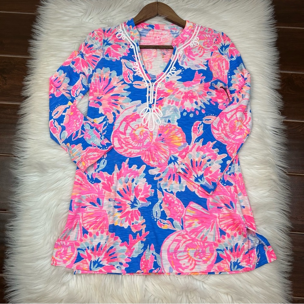Lilly Pulitzer Kaia Knit Tunic Top Sz XS Cotton #29324 V-Neck Preppy Bright